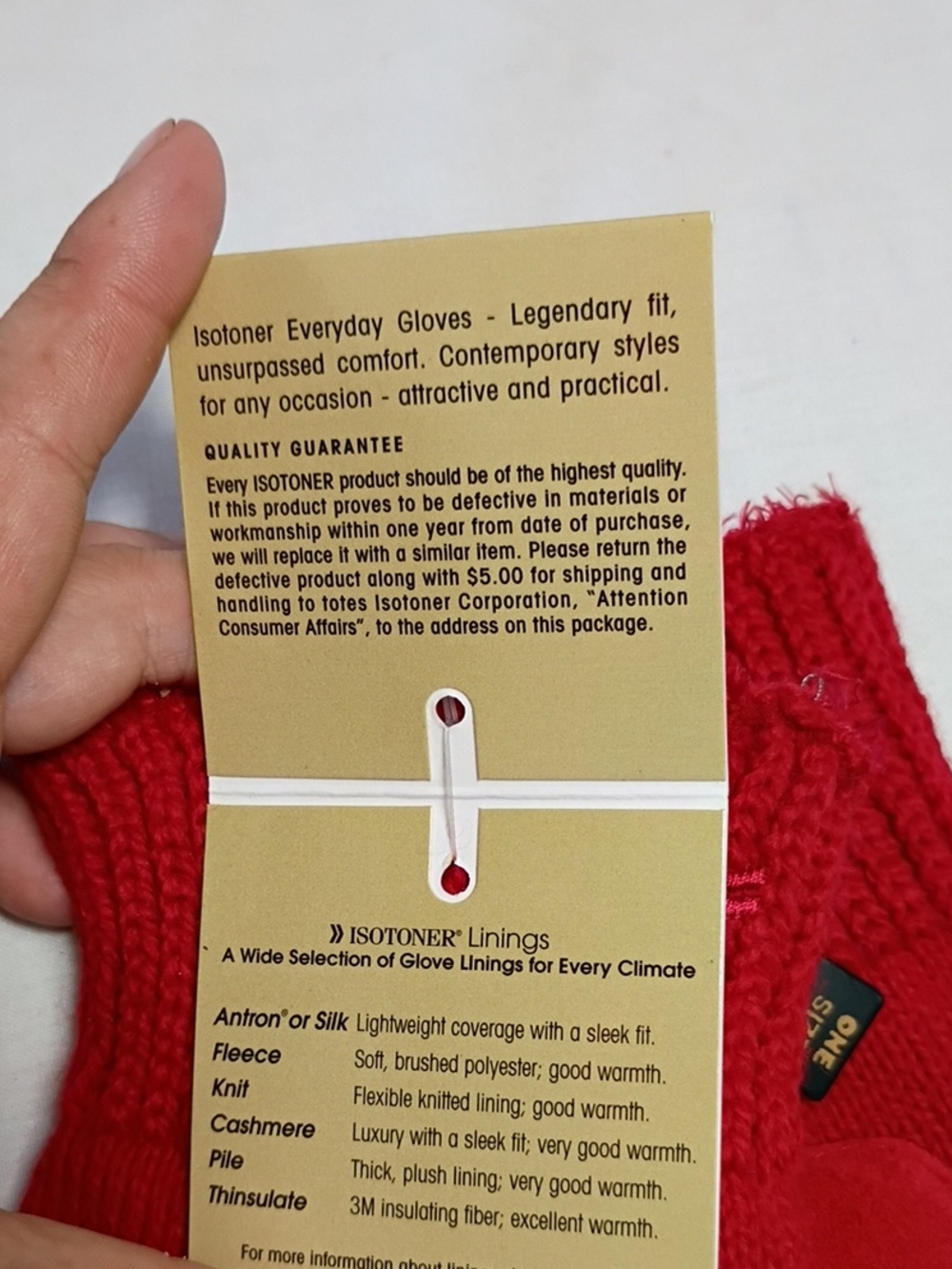 NWT Isotoner Red Knit Gloves with Suede Palm Patch Women's One Size Winter - Picture 2 of 7